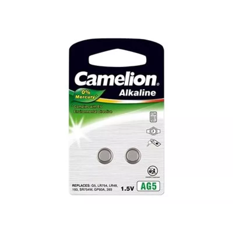 Pogbaterija CAMELION AG5 (LR754, LR48) 1.5V — iepakojumā 2 gab.