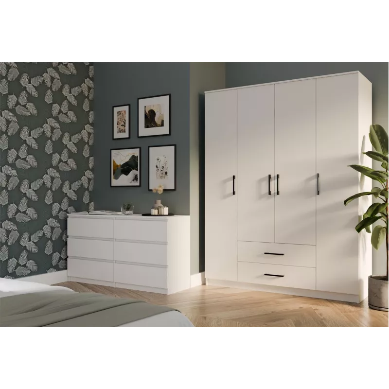 Topeshop ROMANA 160 BIEL KPLB bedroom wardrobe/closet 11 shelves 4 durvis(s) balts