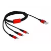 DeLOCK - tikai uzlādes kabelis - Lightning / USB - USB (M) uz Micro-USB Type B, Lightning, USB-C (M) - 1,0m - Ekranēts - Melns (85892)