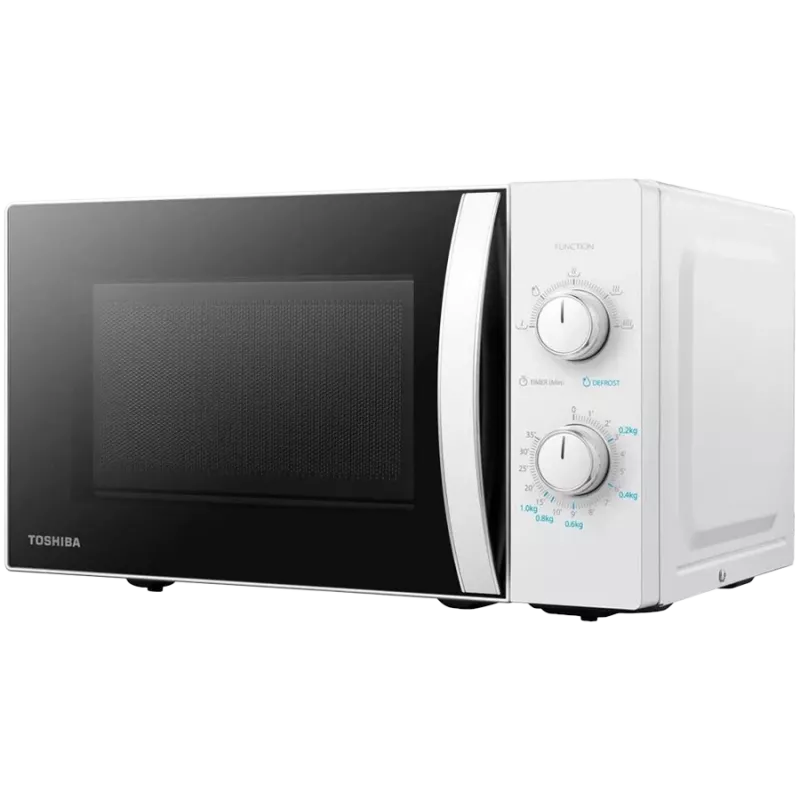 Mikroviļņu krāsns, tilpums 20L, mehāniskā vadība, 800W, 5 jaudas līmeņi, LED apgaismojums, atkausēšana, gatavošanas beigu signāls, krāsa: Balta