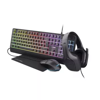 Trust GXT 792 QUADROX tastatūra Pele iekļauta Spēļu USB QWERTY ASV angļu Melna