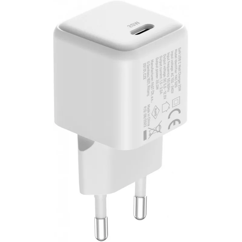 USB‑C sienas lādētājs YENKEE YAC G20 20W 3A Power Delivery