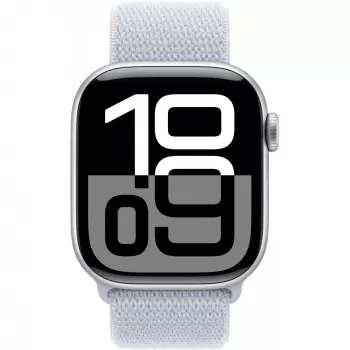 Apple Watch Series 10 Aluminum Case GPS + Cellular 42mm Sudraba Sport Loop Zils cloud