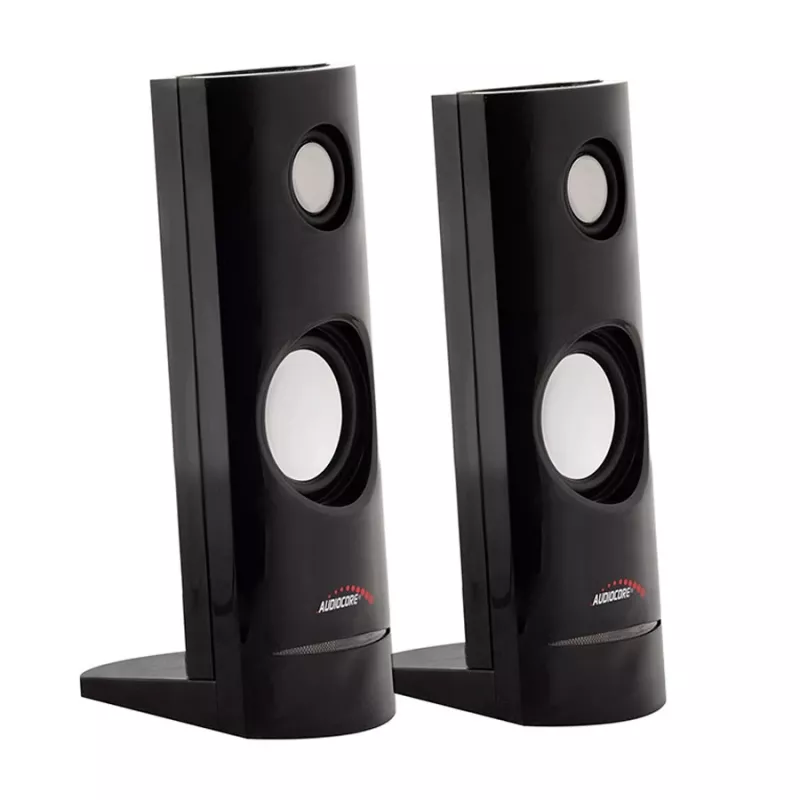 2-virzienu vadu PC skaļrunis Audiocore AC860, 2.0 kanāli, 4 W RMS, USB barošana, 3,5 mm ieeja, melns