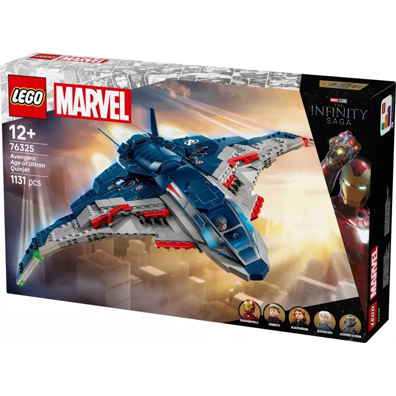 LEGO Quinjet konstruktors 76325 — Marvel, 1131 detaļas, 5 minifigūras, no 12 gadu vecuma, 280×450×300 mm