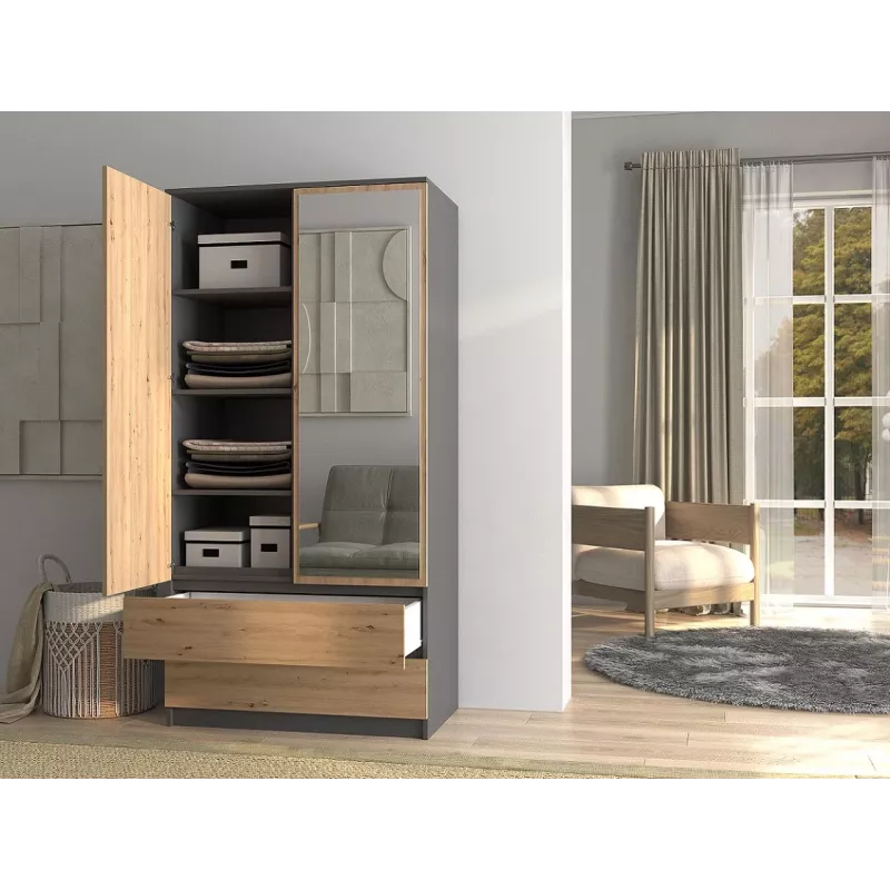 Topeshop SZAFA MALWA AN/AR L bedroom wardrobe/closet 5 shelves 2 durvis(s)