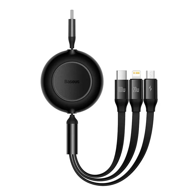 USB kabelis Baseus CAMJ010201 1,1 m USB 3.2 Gen 1 USB-C Mikro USB-A Lightning melns