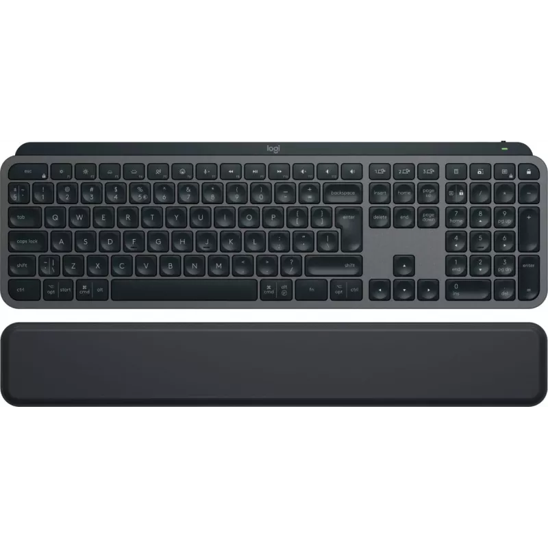 Bezvadu pilna izmēra tastatūra Logitech Master MX Keys S — Graphite, Bluetooth & 2.4 GHz (Nano), USB-C uzlādējama, fona apgaismojums, QWERTY US International
