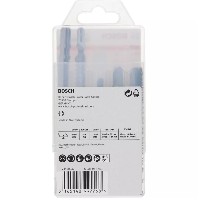 Bosch 2 607 011 438 finierzāģa/figūrzāģa/atgriezējzāģa asmens Finierzāģa asmens Karbīda 15 gab.