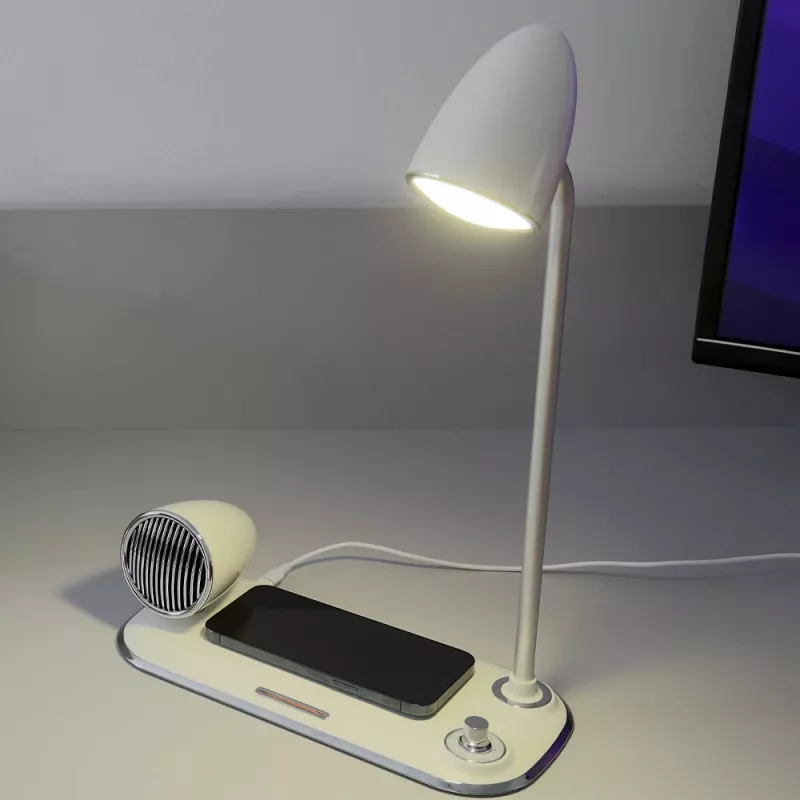 Bezvadu galda lādētājs Tellur TLL151371 ar Bluetooth skaļruni un galda lampu
