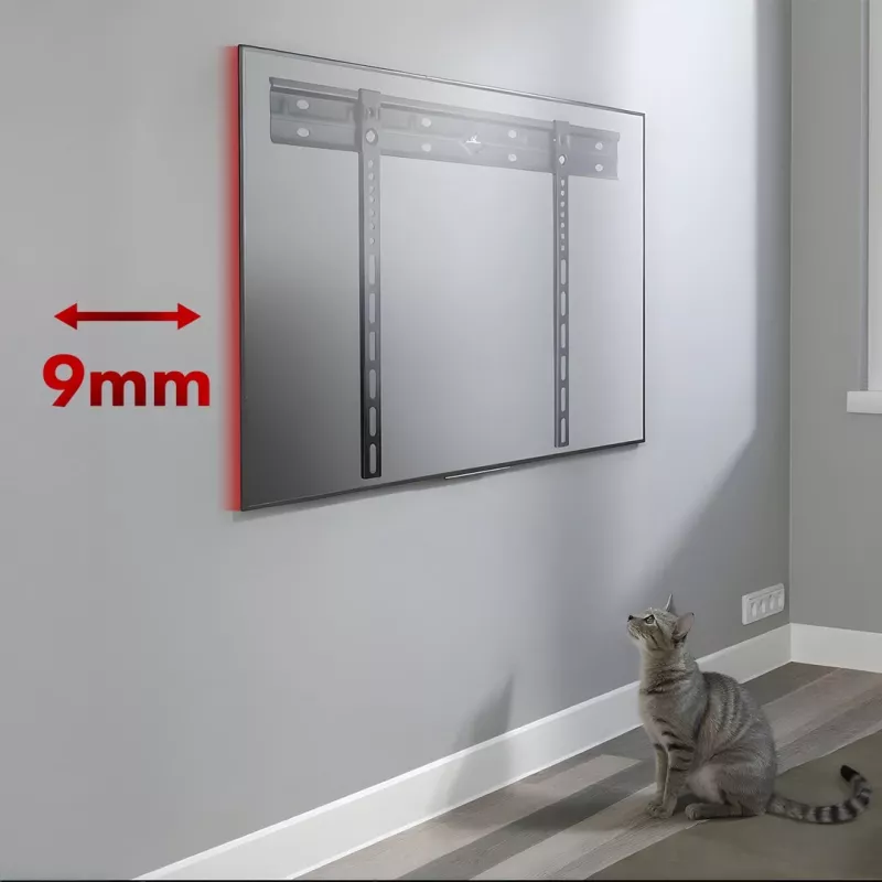 Sienas TV stiprinājums MACLEAN MC-123 īpaši plāns, VESA 400x400 mm, plakanā ekrāna televizoriem līdz 80 kg