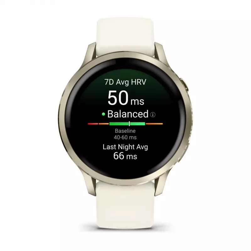 Viedpulkstenis GARMIN Venu 4, 41 mm zelta korpuss, 1,2 collu AMOLED 390×390, GPS, Wi‑Fi, 5 ATM, 10 dienu akumulators