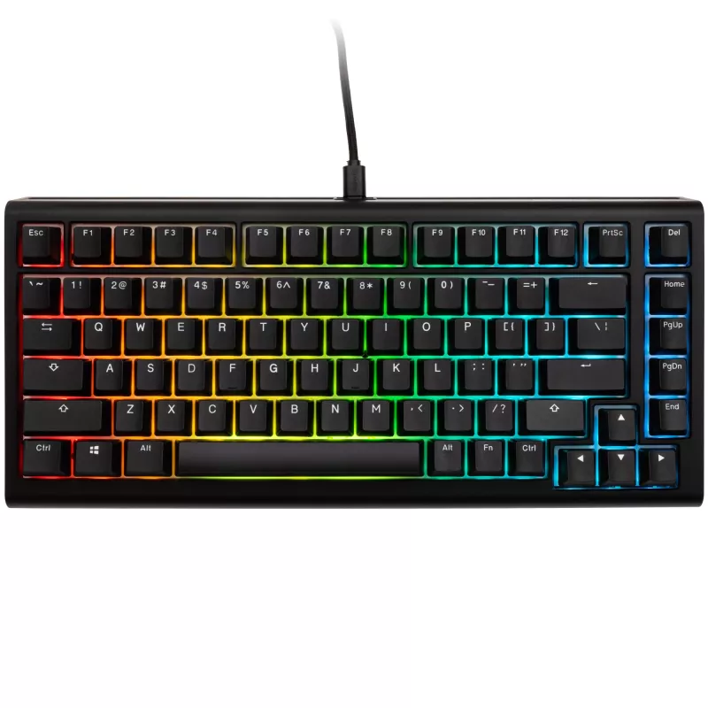 Ducky Tinker 75 spēļu klaviatūra, RGB, melna - MX-Blue (ANSI)