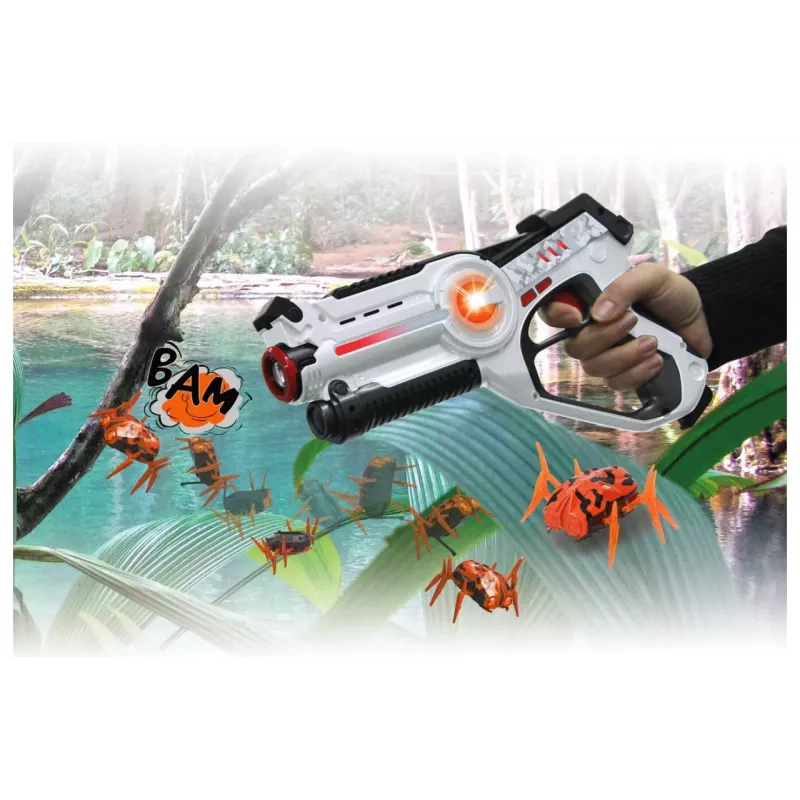Jamara 410065 Impulse Laser Bug Hunt Set, rotaļu lāzerpistole ar mērķi, baltā/oranžā krāsā