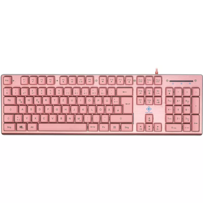Deltaco GAM-021-RGB-P-DE - pilna izmēra (100%) - USB - membrānas taustiņu slēdzis - QWERTZ - Rozā
