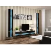 TV statīvs Cama Meble VIGO NEW 30/180/40, balta virsma, melns spīdīgs rāmis, 1800×400×300 mm
