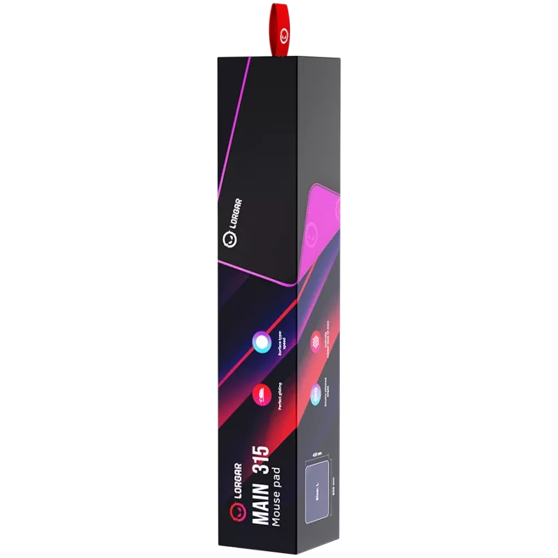 Lorgar Main 315, Gaming peles paliktnis, ātrgaitas virsma, purpura pretslīdes gumijas pamatne, izmērs: 500mm x 420mm x 3mm, svars 0.39kg