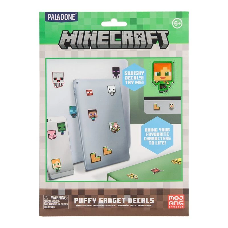 Paladone Minecraft Puffy Gadget Decals PP13218MCF — dekoratīvas pufīgas uzlīmes ierīcēm