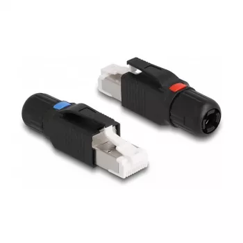 DeLOCK RJ45 spraudnis uzstādīšanai uz vietas Cat.6A melns taisns savienotājs