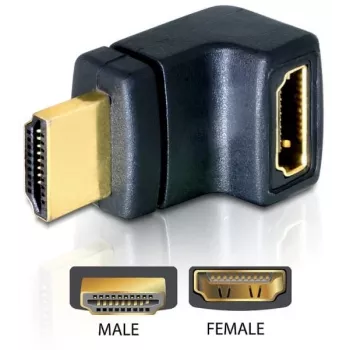 HDMI savienotājs DeLOCK 65072 HDMI spraudnis uz HDMI ligzdu 90° uz augšu