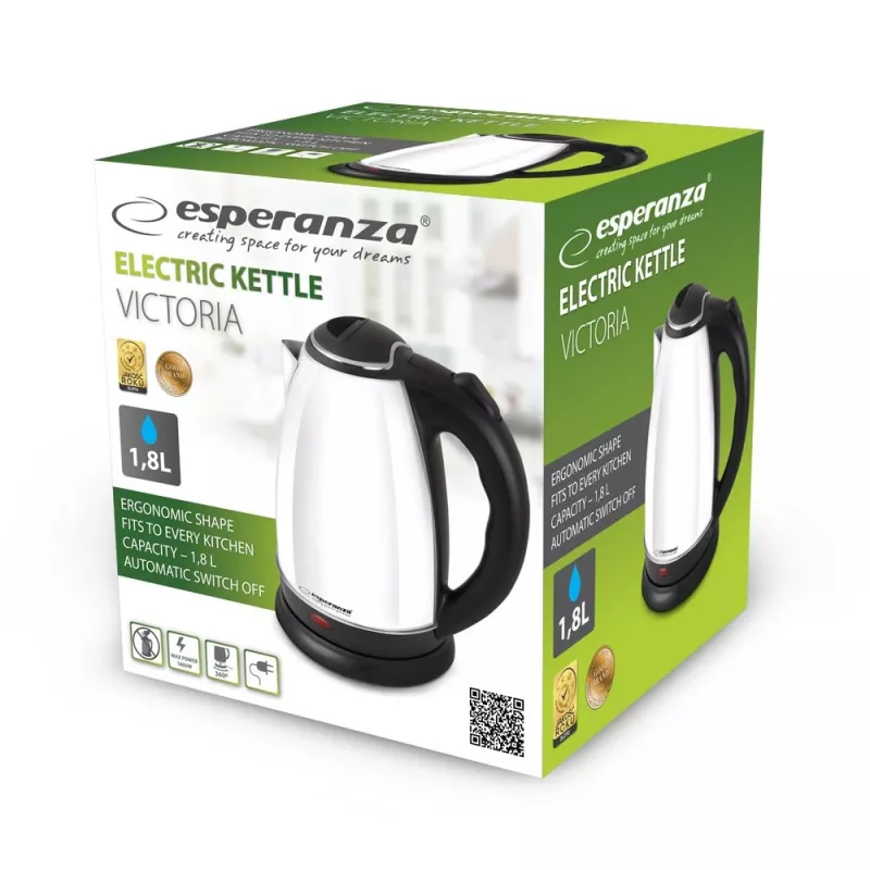 Esperanza EKK113W elektriskā tējkanna 1,8 L melna/balta 1800 W