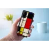 Aizsargājošs tālruņa maciņš iKins Samsung Galaxy S20, melns Mondrian dizains