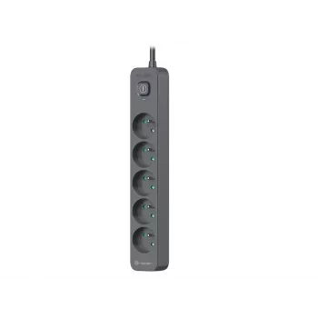 TRACER Power Line+ 5m Graphite pārsprieguma aizsargs (5 kontaktligzdas)
