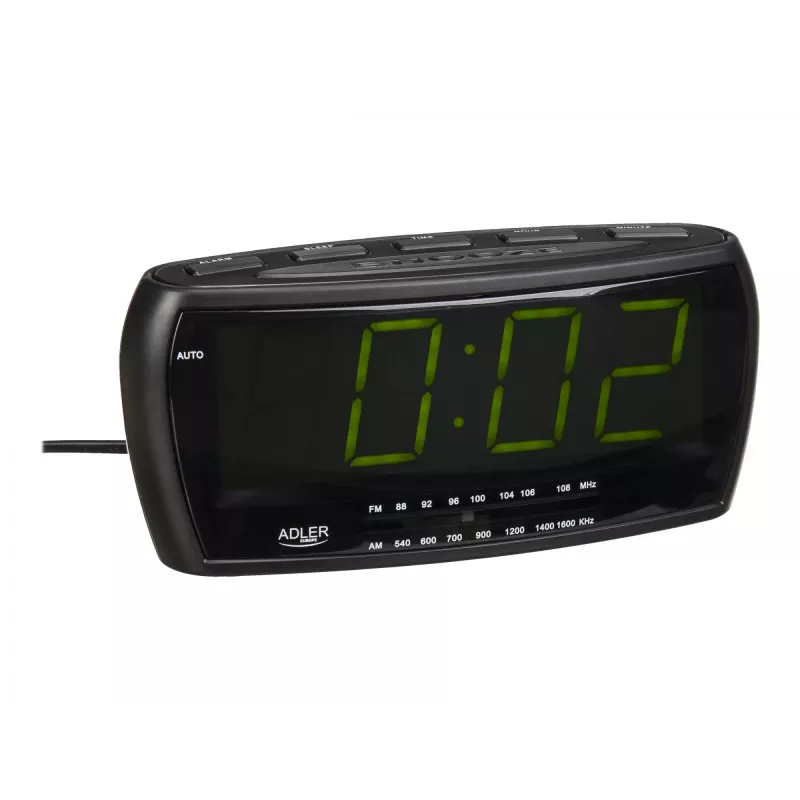 Modinātājradio Adler AD 1121 — modinātājradio, FM/AM uztvērējs, LED displejs, akumulatora rezerves barošana, melns