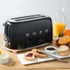 Smeg - TSF02 Toasteris 4 šķēlēm - Melns/lakots/PxAxD 41x20,8x21,5 cm/6 grauzdēšanas pakāpes/1500W