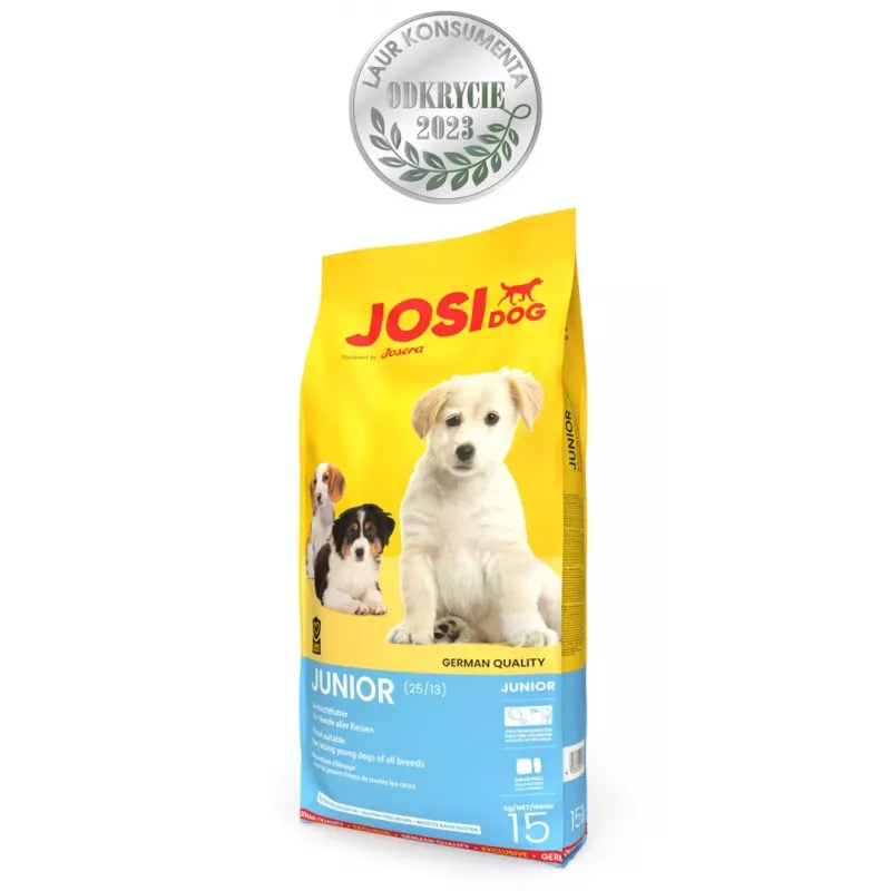 Sausā suņu barība JOSERA JosiDog Junior — 15 kg, vista, 25% olbaltumvielu, 13% tauku, junior suņiem, locītavu un gremošanas atbalstam