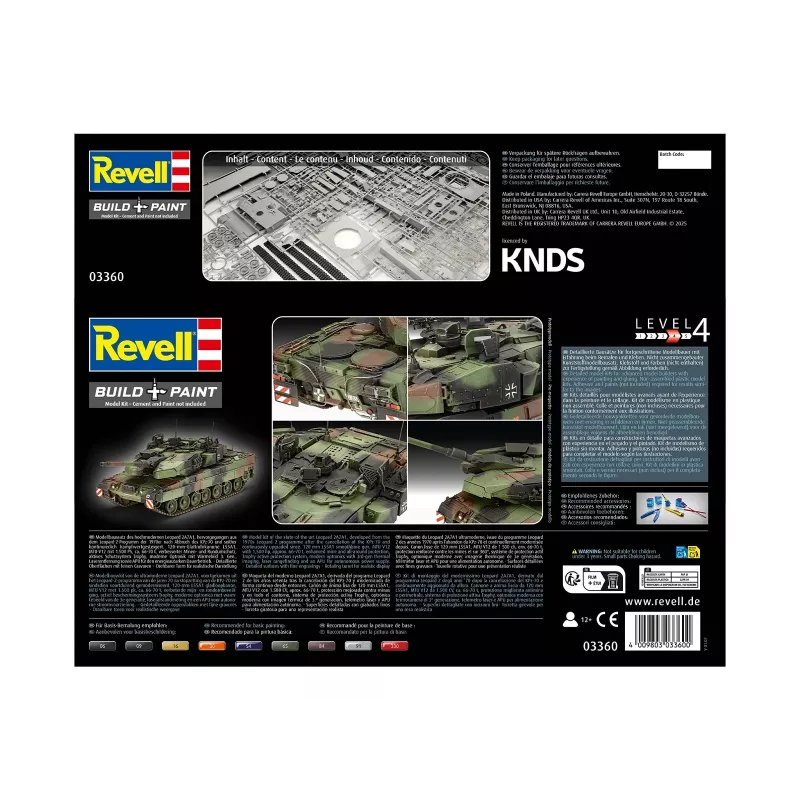 Plastmasas modelis REVELL Leopard 2A7A1 militārā tanka komplekts (mērogs nav norādīts)