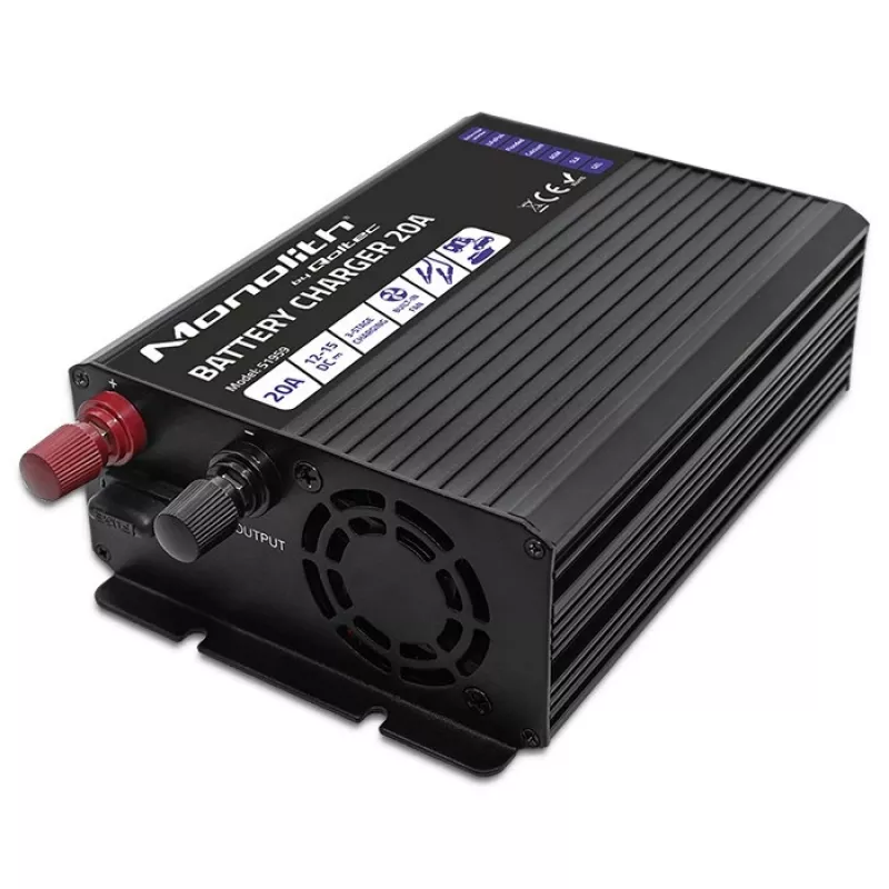 Lādētājs QOLTEC Monolith 20A 12V LiFePO4, AGM, GEL, SLA akumulatoriem
