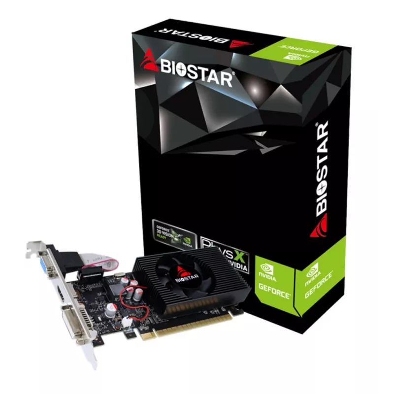 Grafikas karte BIOSTAR GeForce GT 730 VN7313THX1 — 2 GB GDDR3, 128-bitu, PCIe 2.0, 700 MHz