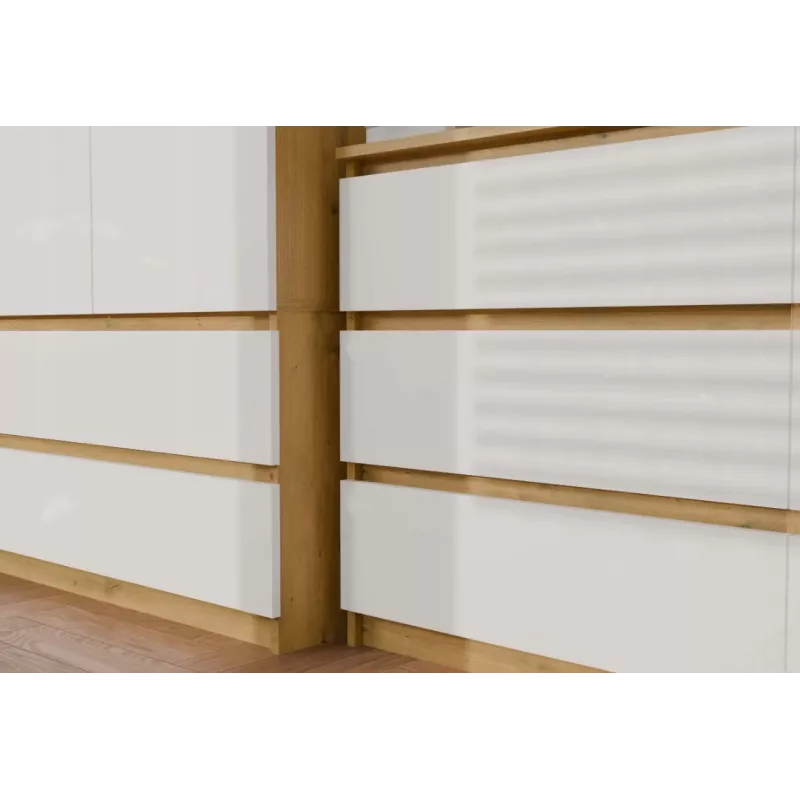 Kumode 6 atvilktnes 120 cm Top E Shop Malwa — amatnieku ozols / balta, skaidu plātne