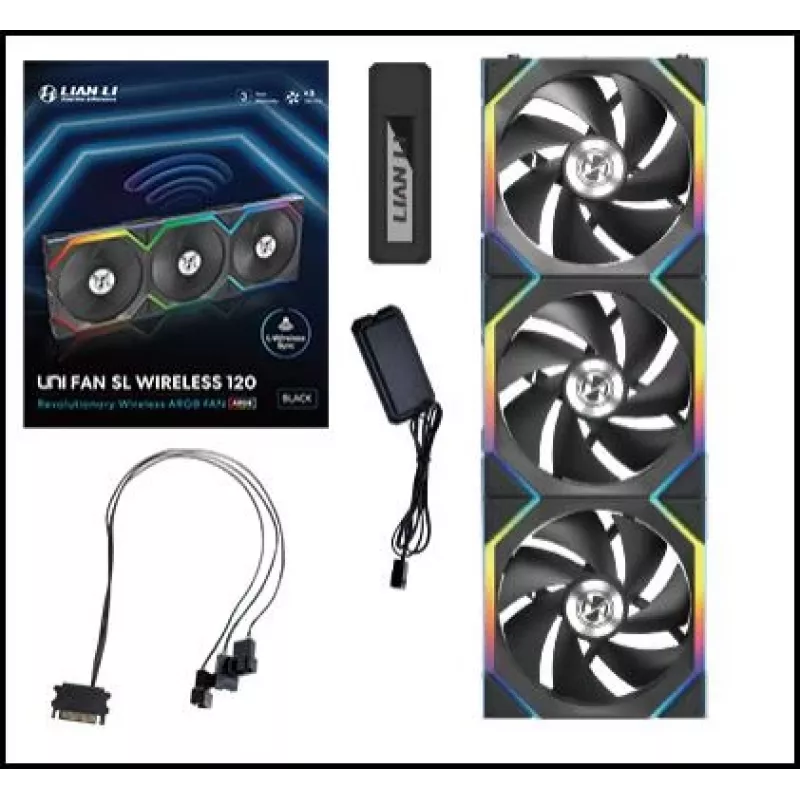 LIAN LI UNI FAN SL Wireless 120 ARGB Melns 3-Pack