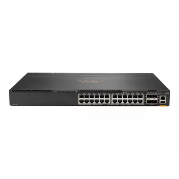 HPE Aruba 6300M - Slēdzis - L3 - pārvaldīts - 24 x 10/100/1000 + 4 x 1 Gigabits / 10 Gigabits / 25 Gigabits / 50 Gigabits SFP56 (Augšupielāde / Sakraušana) - Priekšpuse un Sāni uz Aizmuguri - uz Ra