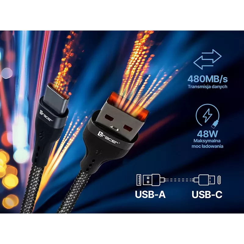 Tracer 47486 USB A - Lightning M/M 1m kabelis sarkans