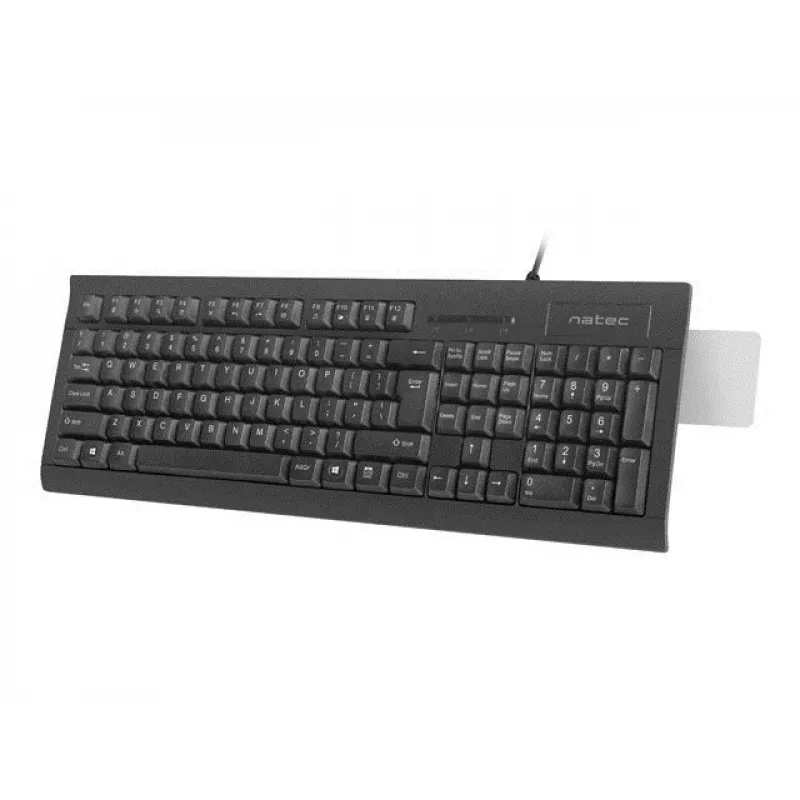 Vadu pilnizmēra tastatūra NATEC MORAY mājai/birojam USB QWERTY US International melna, 104 taustiņi, ciparu bloks
