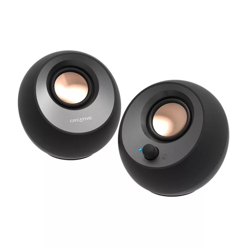CREATIVE Pebble V3 Minimalistiski 2.0 USB-C galda skaļruņi ar USB audio, Clear Dialog uzlabojumu, Bluetooth 5.0, 8W RMS un 16W maksimālo jaudu, USB-A