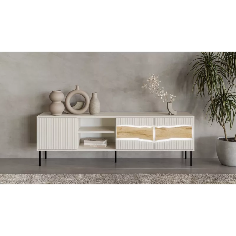 TV skapītis cama meble INSERTO 3D1W 190x40x62 cm kašmira apdare ar LED