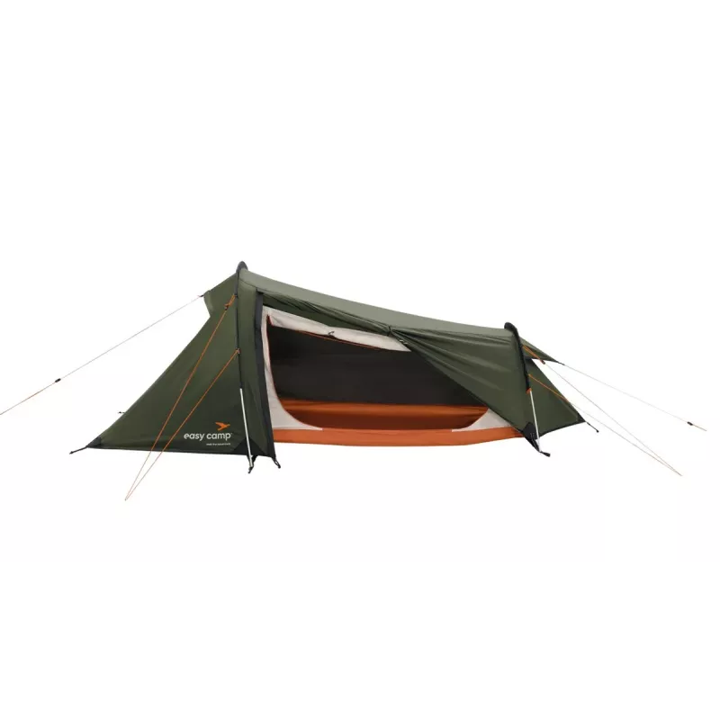 Tuneļa telts easy camp Sarek 1 (tumši zaļa/oranža, 2025) — vienvietīga, tuneļveida dizains
