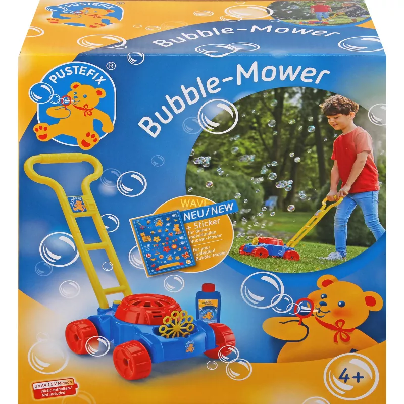 Bubble-Mower zāliena pļāvējs, ziepju burbuļi zils/sarkans