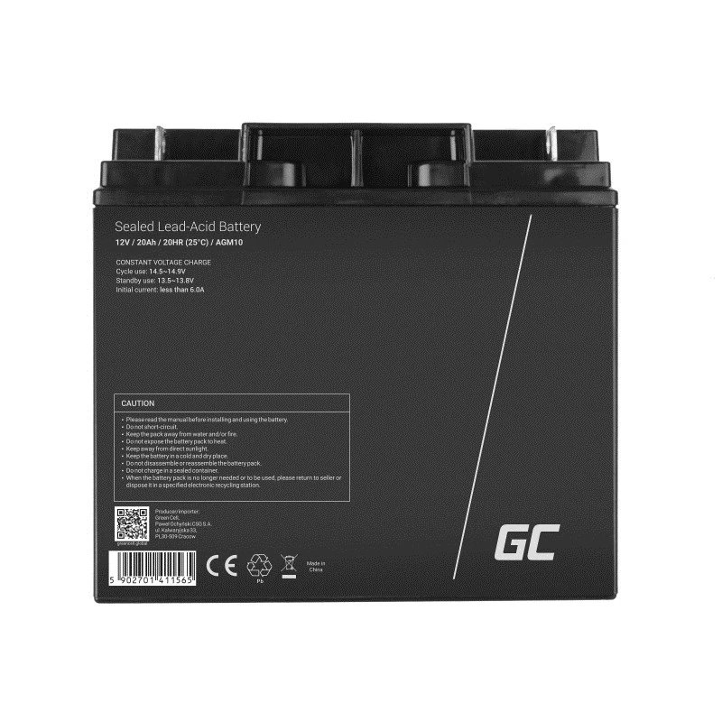 Green Cell AGM10 rūpnieciskais uzlādējamais akumulators Slēgtais svina-skābes (VRLA) 20000 mAh 12 V