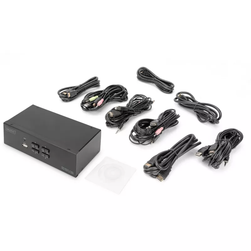KVM slēdzis Digitus DS-12883 4-portu ar dubulto displeju 4K HDMI USB