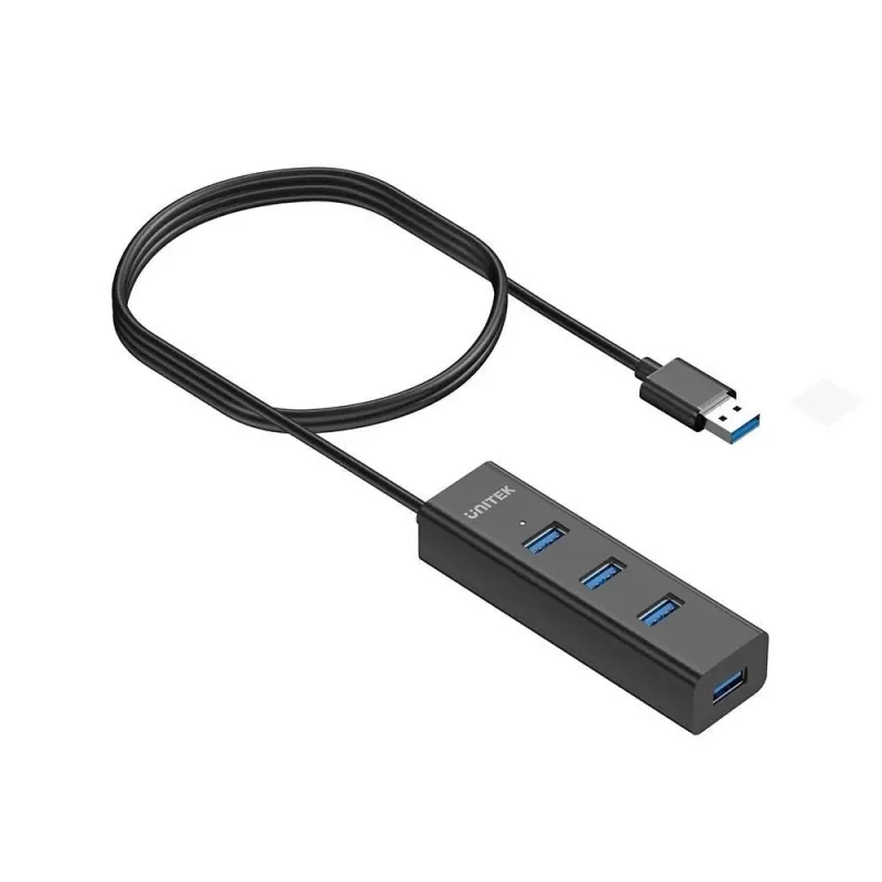 UNITEK Y-3089V01 saskarnes centrmezgls USB 3.2 Gen 1 (3.1 Gen 1) Type-A 5000 Mbit/s Melns