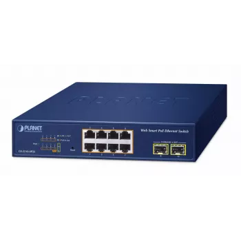 Pārvaldāms komutators PLANET GS-2210-8P2S 8 portu Gigabit Ethernet 802.3at