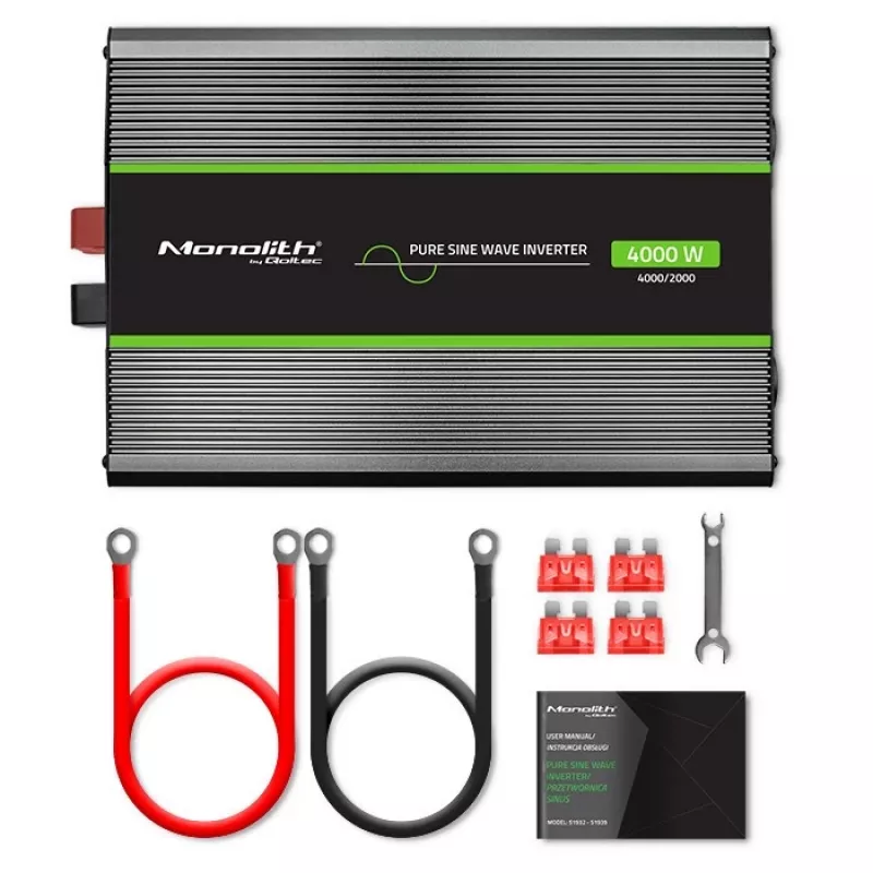 Qoltec Monolith strāvas adapteris/invertors Auto 4000 W Melns