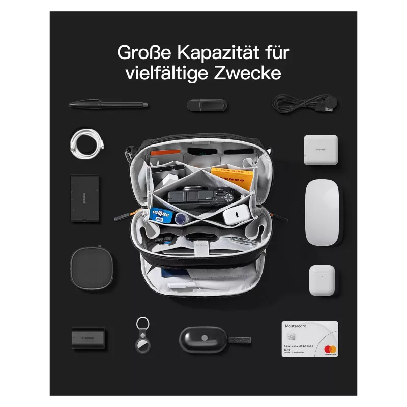Kabeļu soma Inateck AB03010 — organizatora maciņš 27 × 15,8 × 11 cm, melna