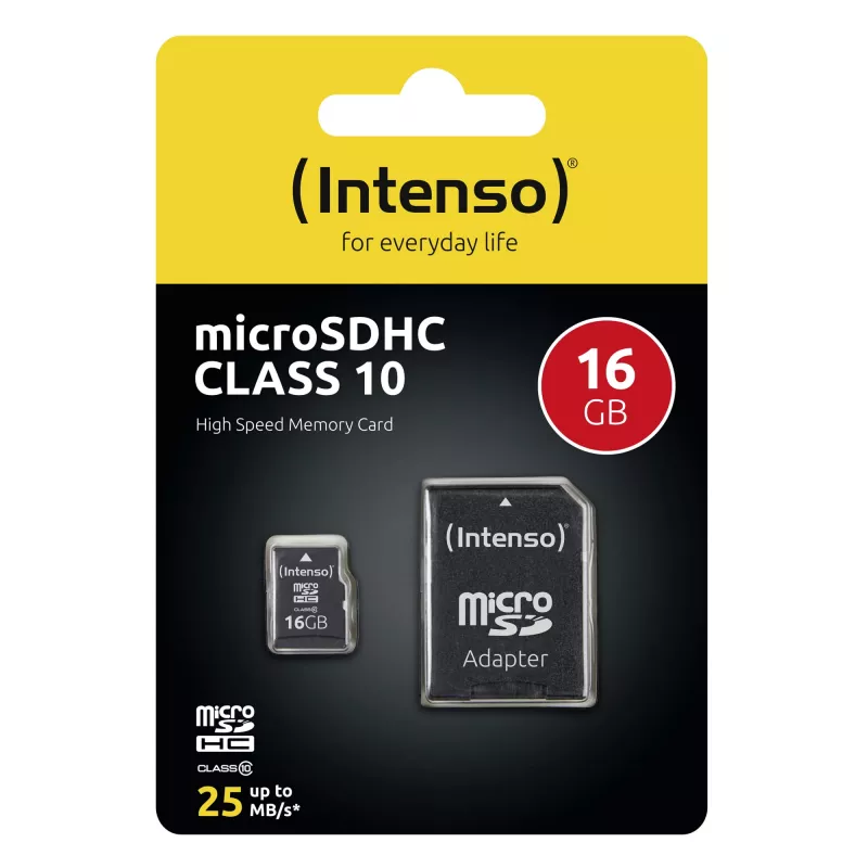 ATMIŅA MICRO SDHC 16GB C10/W/ADAPTER 3413470 INTENSO