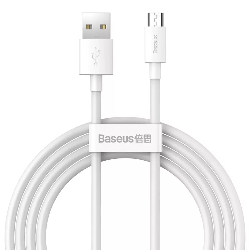USB A uz Micro‑USB B kabelis Baseus TZCAMZJ-02 1,5 m Balts